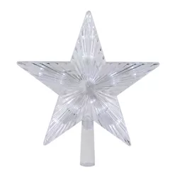 Northlight 8.5" LED Lighted Clear 5 Point Star Christmas Tree Topper, White Lights