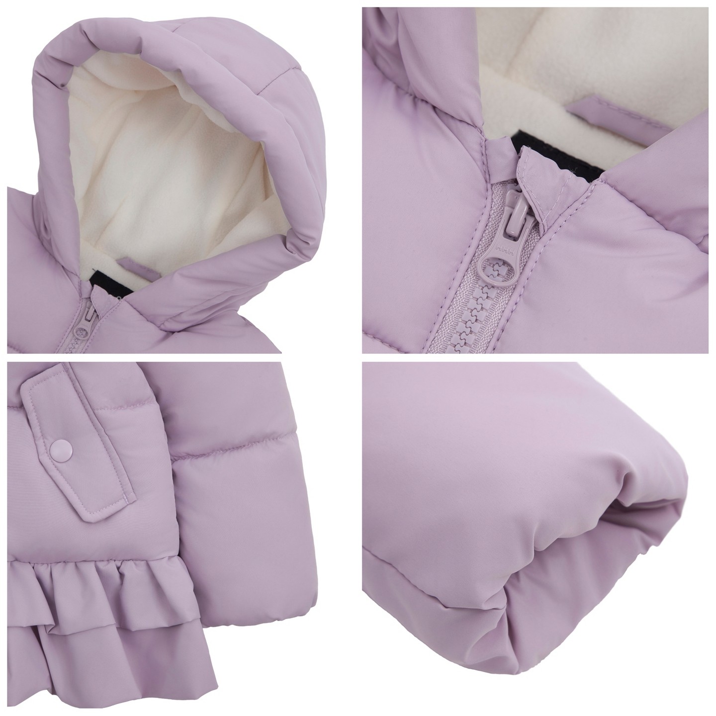 Куртка Rokka&Rolla Ruffle Winter Coat Fleece Lined Kids Jacket-Purple для девочек-малышей, цвет: Фиолетовый — фото 6