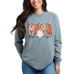 Simply Sage Market Mama Checkered Girl Ghost Garment Dyed Long Sleeve - 1 of 4