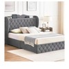 Coucheta Upholstered Bed Frame with tall headboard features built-in charging station, 4 drawers, shelf, and sturdy wooden slats. - 4 of 4