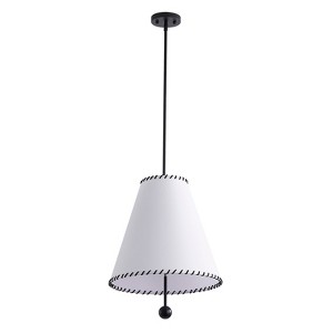 Modern Black and White Fabric Pendant Light Cone Shade Hanging Fixture for Bedroom Hallway - 1 of 4