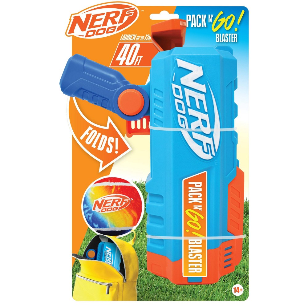 NERF Compact Blaster with Folding Handle Dog Ball Launcher Toy