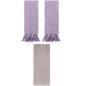 REGALWOVEN 3 Packs Cotton Soft Absorbent Tassels and Waffle Decorative Hand Towel - 1 of 4