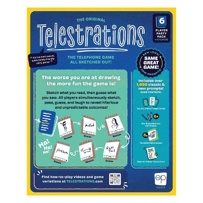 Детские игрушки The Op Games Telestrations 6 Player Game: Social Skills Educational Party Game, Includes Cards & Dry Erase Boards — фото 8