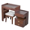 Homy Casa 3-in-1 Makeup Vanity Desk with Flip-Top Mirror, Storage Shelves & Drawers for Bedroom, Brown - 4 of 4
