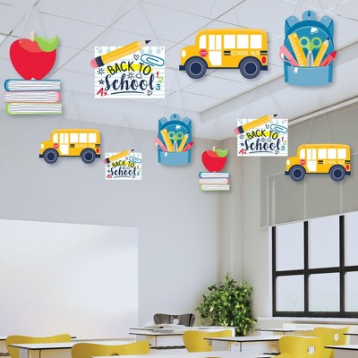 Big Dot of Happiness Hanging Back to School - Outdoor First Day of School Classroom Hanging Porch and Tree Yard Decorations - 10 Pieces