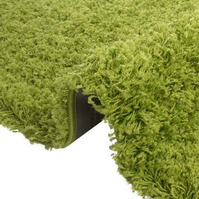 Grass Green Synthetic Shag Runner Rug 2' 7" x 10'