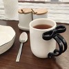National Brand One Design Home 16 oz White Mug with Black Figural Bow Handle - 4 of 4