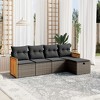 vidaXL 5 Piece Patio Sofa Set with Cushions Gray Poly Rattan - Without Storage, 5 Pieces - 2 of 4