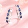 18K White Gold Blue & White Sapphire Halo Huggie Earrings - 3 of 3