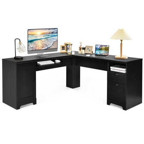 Computer Desk Corner Laptop Study Writing Table Home Office Workstation W/Drawer 
