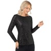 Anna-Kaci Women's Long Sleeve Sequin Top with Crew Neck and Fitted Silhouette - 2 of 4
