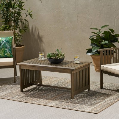 Grace Broad Acacia Wood Outdoor Coffee Table in Gray