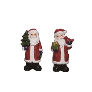 Transpac Resin Rustic Santa Figurine Set of 2 Christmas Home Decorations - 1 of 1