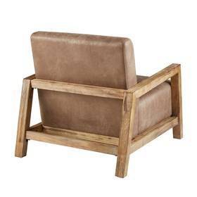 Taupe Faux Leather Accent Chair with Medium Wood Frame
