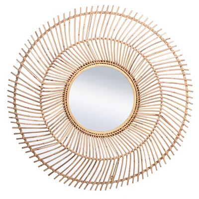 Round Natural Elana Burst Wall Mirror Rattan Finish - StyleCraft