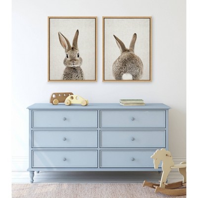 Kate & Laurel All Things Decor (Set of 2) 18" x 24" Sylvie Bunny Portrait and Tail by Amy Peterson Framed Wall Canvas Set Natural