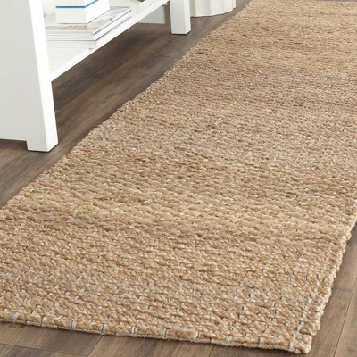 Natural Fiber Light Blue and Natural Jute Runner Rug