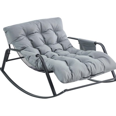 GlasFlength Accent Chairs Modern Rocking Chair Armchair Lazy Chair Sofa Chair Reading Chair for Living Room, Gray, 50"*35.83"*25.2"
