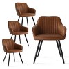 Faux Leather Dining Chairs Set of 4,Seat Width 19” Upholstered  Dining Chair for Kitchen,Dinging Room,Living Room,Farmhouse Furniture-Tanpinhause - 2 of 4