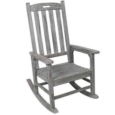 Patio Wooden Oversized Rocking Chair,Chaise Rocking Chair With Wide Seat And Tall Backrest,Indoor And Outdoor Rocking Chair -Maison Boucle