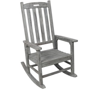 Patio Wooden Oversized Rocking Chair,Chaise Rocking Chair With Wide Seat And Tall Backrest,Indoor And Outdoor Rocking Chair -Maison Boucle - 1 of 4