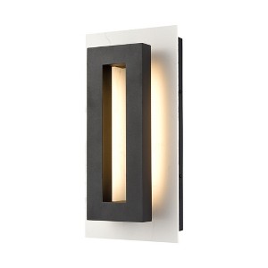 C Cattleya Matte Black Integrated LED Outdoor Wall Light with White Rock Slab - 1 of 4
