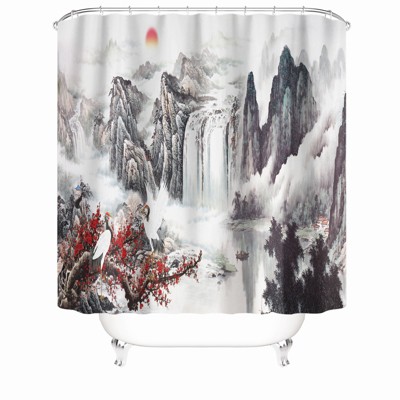 The Fog In The Mountains Shower Curtains for Bathroom Waterproof Fabric Bath Curtain Durable Soft Stylish Bathroom Decor 72x72 Inch