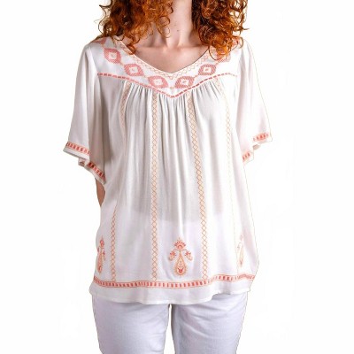 Women's Wo's Crepe Embroidered Smock Top - PAPARAZZI