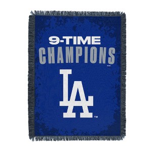 MLB Los Angeles Dodgers 2025 World Series Multi Champ Overdrive Woven Tapestry Blanket 48 x 60 inches - 1 of 4