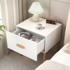 INFURNIC Nightstands Modern White Nightstand with Drawer and Wood Legs Minimalist Bedside Table , White, 18.5"*15.75"*19.69" - 4 of 4
