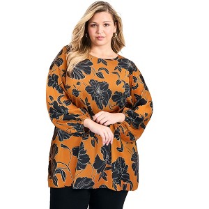 Avenue Women's Plus Size Bella Satin Tunic - 1 of 4