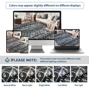 Modern Washable Area Rug, Geometric Pattern Bedroom Carpet with Non Slip Backing, Low Pile Stain Resistant Floor Carpet, Colorful - 1 of 4