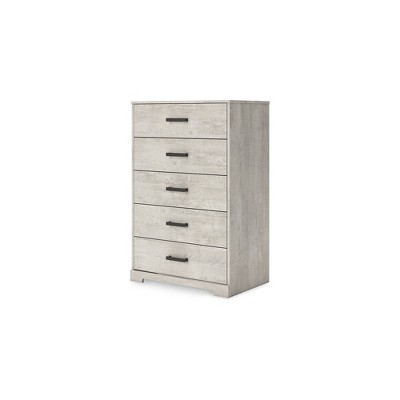 Gray Oak Grain 5-Drawer Farmhouse Dresser