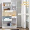 Okak Floor Sideboard Cabinet 48.5" Kitchen Pantry Farmhousewith 2 Adjustable Shelves and 4 Beadboard Doors - 3 of 4