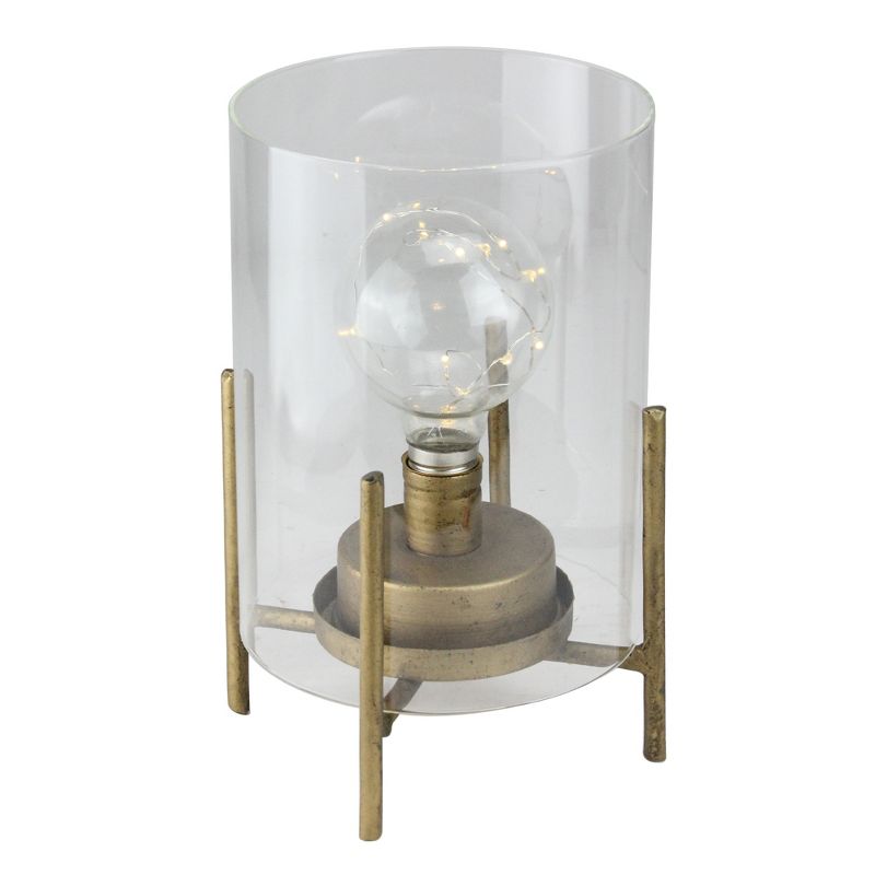Melrose 10” Glass Hurricane Cylinder Lantern with LED Fairy Light Bulb, 2 of 3