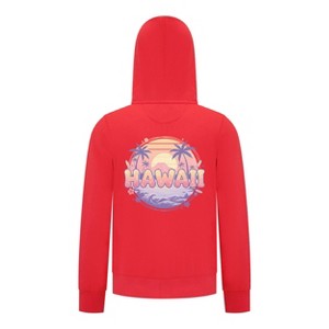 Everyday Kids Hawaii Sunset Zip Up Hoodie – Tropical Beach Palm Tree Sweatshirt - 1 of 4