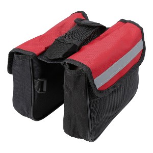 Unique Bargains Bike Saddlebag Bicycle Frame Bag Tool Pouch Pack Storage Bag Black Red 1 Pc - 1 of 4