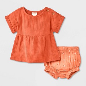 Baby Girls' Short Sleeve Gauze Short Set - Cat & Jack™ - 1 of 4