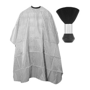 Unique Bargains Fashion Hair Cutting Cape with Brush 62.99"x55.12" Black White 1 Set - 1 of 4