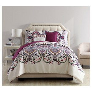 Berry Boho Comforter Set (Twin/ Twin XL) 4pc - VCNY, Size: TWIN EXTRA LONG, Pink