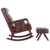 NicBex Rocking Chair with Ottoman Mid Century Modern Upholstered Fabric Accent Chair Armchair with Thick Padded Cushion Glider Rocker Chair, Brown PU - 4 of 4