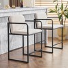 SKRAN Bar Stools Mid Century Mmodern Set of 2,with Armrests, Metal Frame and Upholstered Fabric Padded Seat for Kitchen, Living Room, Pub - 3 of 4