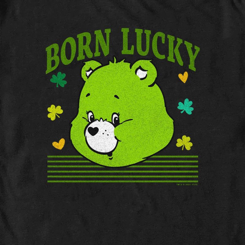Men's Care Bears St. Patrick's Day Good Luck Bear Born Lucky T-Shirt, 2 of 6