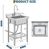 Coucheta Freestanding Commercial Utility Sink, Stainless Steel w/ Faucet, Adjustable Legs, Shelf, Hooks, Backsplash, Hot & Cold Water - 2 of 4
