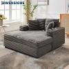 Corduroy Sofa Bed, Oversized Chaise Lounge Chair, with Charging Ports & Cup Holders, Comfortable Reclining Lounge Chair, for Living Room, Home - 3 of 4