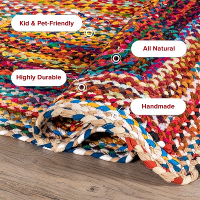 Handmade Multicolor Cotton Braided Round Area Rug