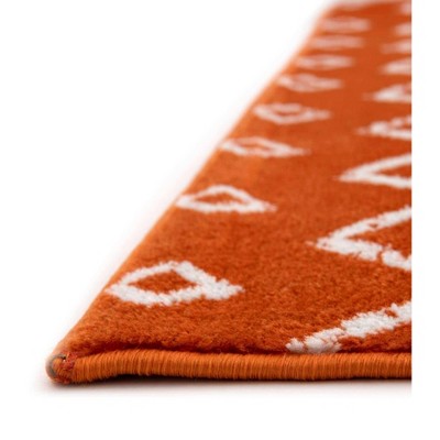Rectangular Orange Trellis Stain-Resistant Synthetic Rug