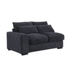 Flannel Velvet Upholstered U-Shaped Sectional Sofas & Chaise with Cupholder Console, USB Charging Ports, and Two Matching Ottomans - 2 of 4