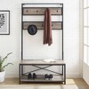 72" Industrial Farmhouse Metal & Wood Hall Tree - Saracina Home: Entryway Organizer with Bench & Storage - 4 of 4